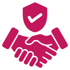 Handshake with shield and checkmark icon