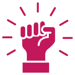 Raised fist with radiant lines