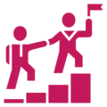 Mentorship concept with climbing figures